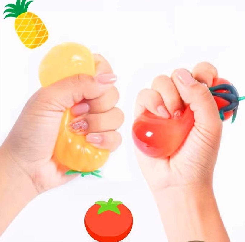Kids Toys Play Egg - TPR Decompression ผลไม้ไข่มะเขือเทศสีส้มรูปร่างบีบของเล่น Squishy นุ่มความเครียดบรรเทา Pinch