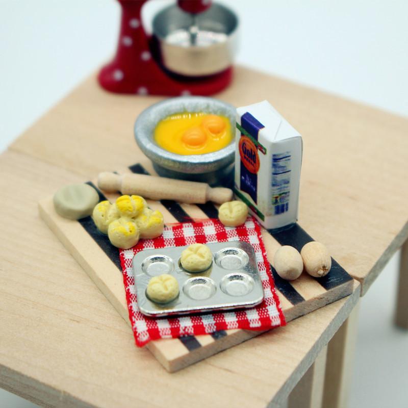 Kids Toys Play Egg - ชุดทำขนมของเล่นบ้านตุ๊กตา พร้อมอุปกรณ์ทำขนม ไข่ นม ขนมปัง เขียง