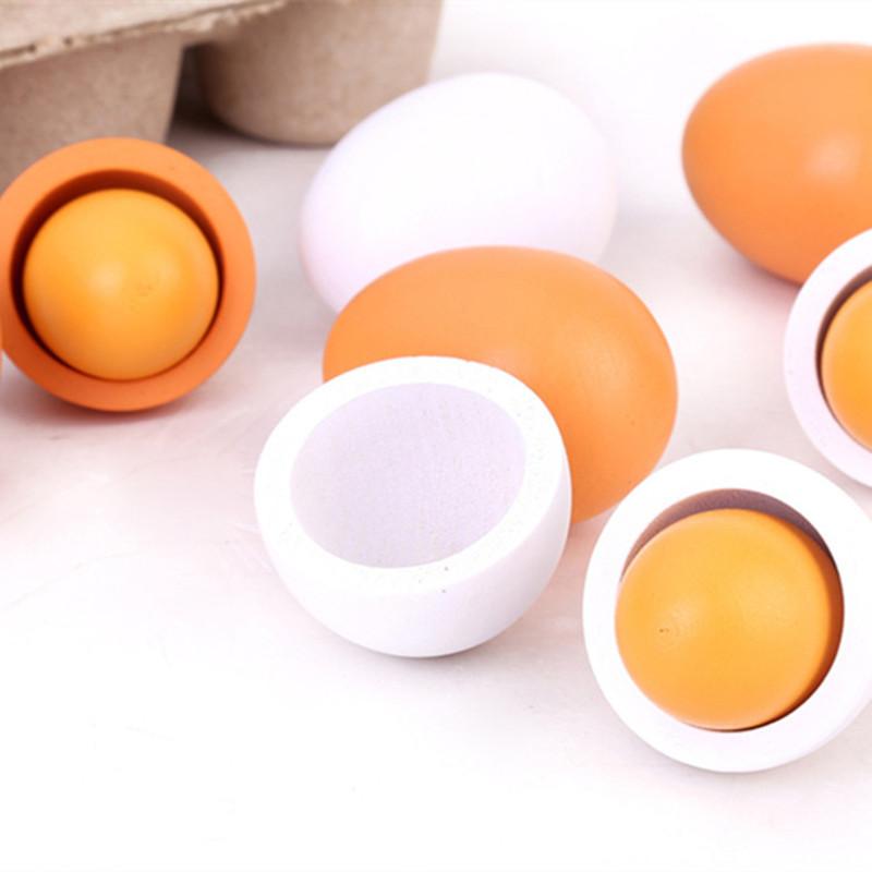 Kids Toys Play Egg - 6 ชิ้นครัวไม้ไข่ประดิษฐ์ชุด DIY ของเล่นเด็ก Early Education