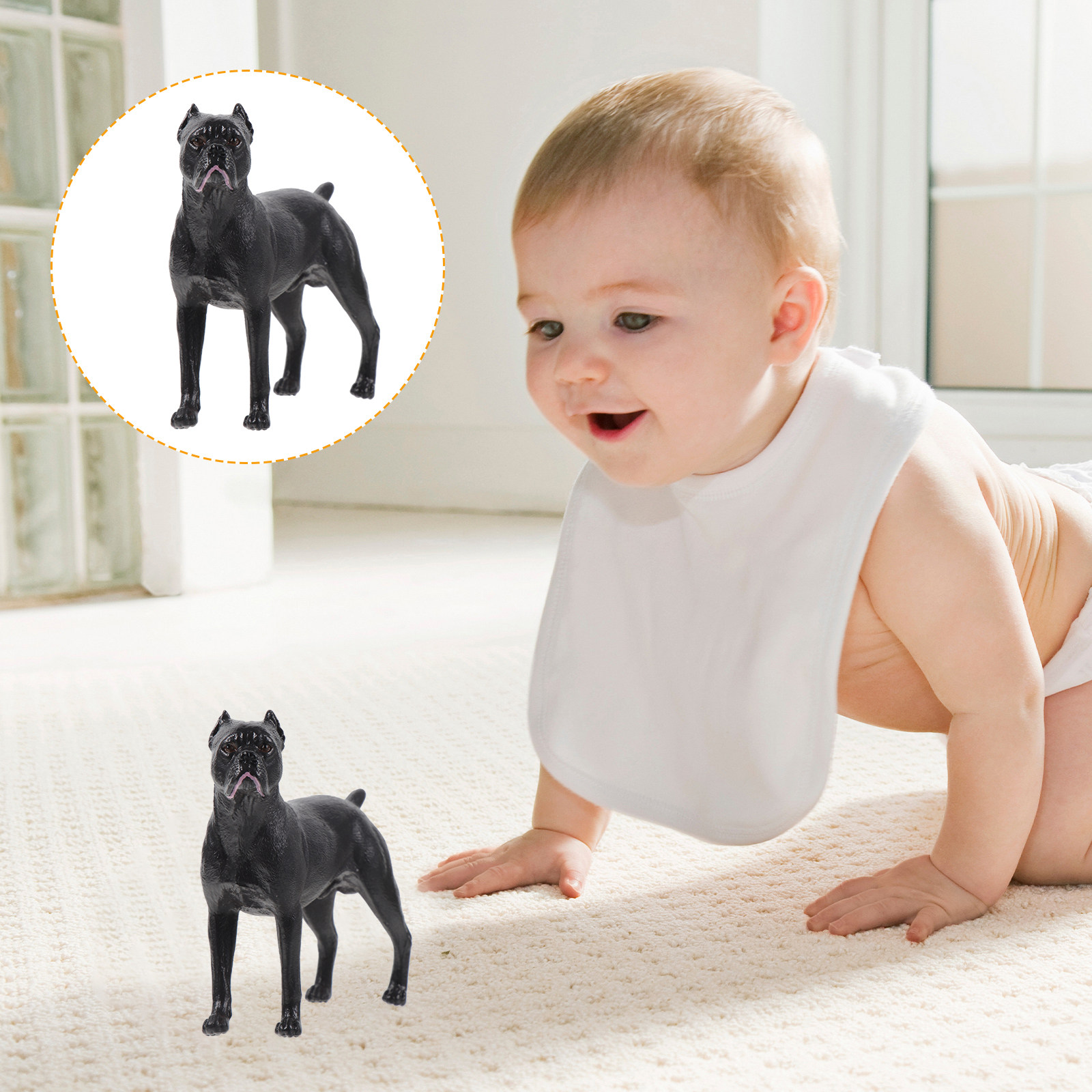 Kids Toys Dog - โมเดลจำลองสุนัข Casro ทำจากพลาสติก รูปปั้นขนาดเล็กที่สมจริง ตกแต่งโต๊ะทำงาน ของเล่นสุนัขสำหรับเด็กเพื่อการเรียนรู้เกี่ยวกับสัตว์