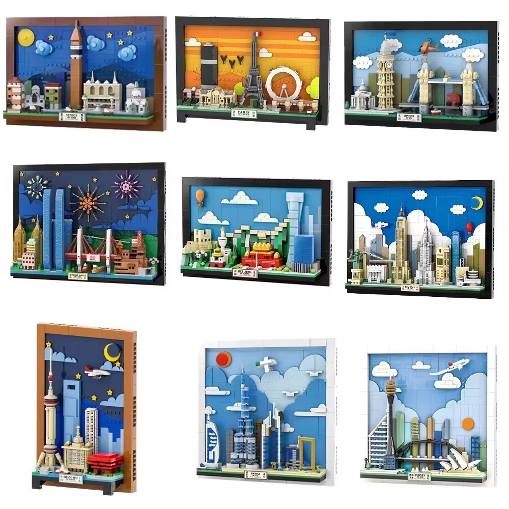Kids Toys Paris - บล็อกปริศนาโปสการ์ดเมือง ของเล่นเสริมพัฒนาการแบบ MOC รุ่นเวนิส ดูไบ ซิดนีย์