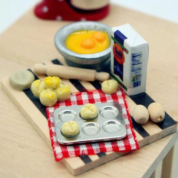 Kids Toys Play Egg - อุปกรณ์ครัวของเล่นเด็ก ชุดของเล่นทำอาหารบ้านตุ๊กตา ของเล่นทำขนม ชุดทำขนมปัง ไข่ นม