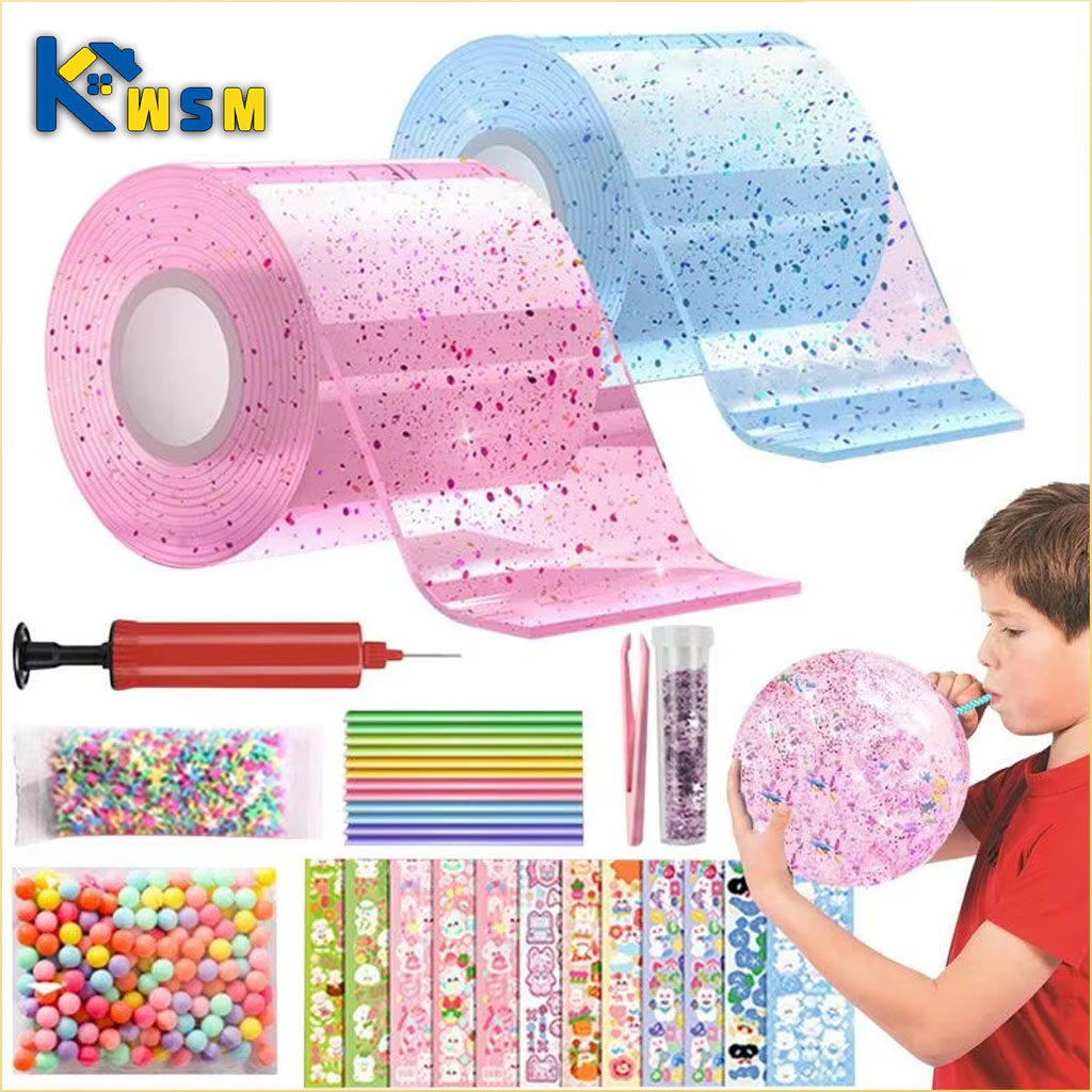 Slime Making Kit - ชุดกาวนาโนกลิตเตอร์ ชุดทำสไลม์เป่าฟอง ดินน้ำมันยืดหยุ่น บรรเทาความเครียด DIY ฟองสบู่