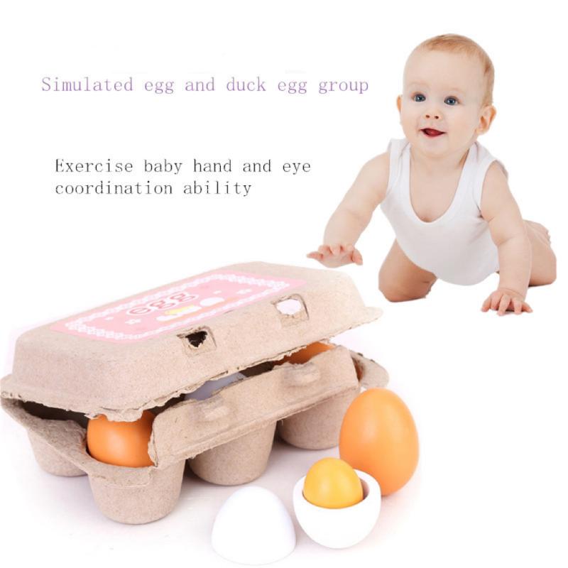 6 ชิ้นครัวไม้ไข่ประดิษฐ์ชุด DI - Kids Toys Play Egg บทวิจารณ์และราคา