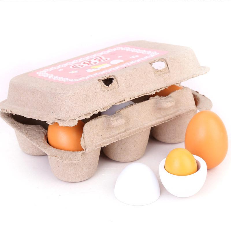 6 ชิ้นครัวไม้ไข่ประดิษฐ์ชุด DI - Kids Toys Play Egg บทวิจารณ์และราคา